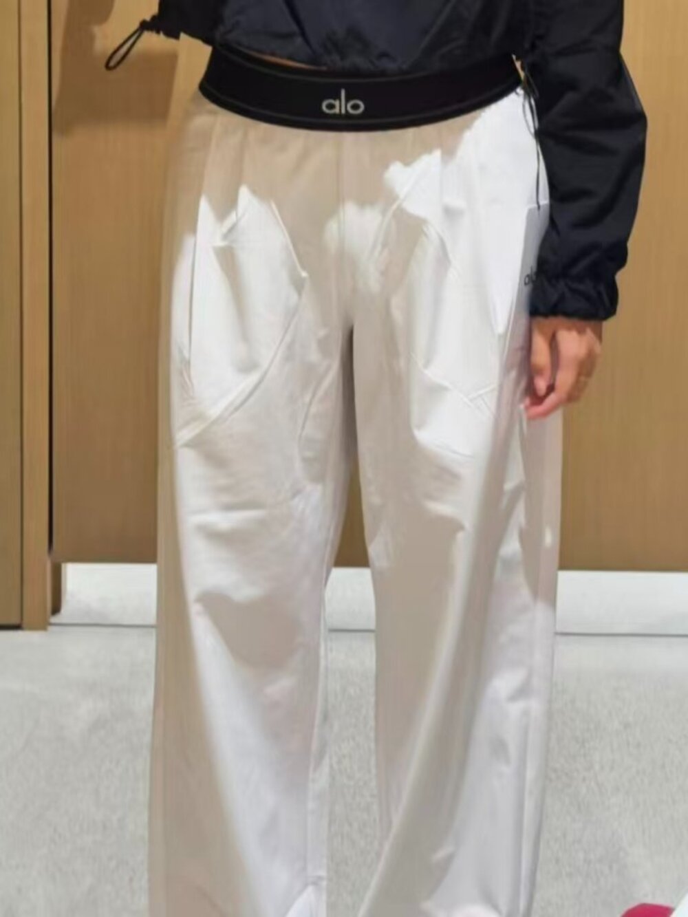 ALO Yoga💗Suit Up Trouser⚾White/Black(Regular)Wide Leg Trousers Minimalist Style